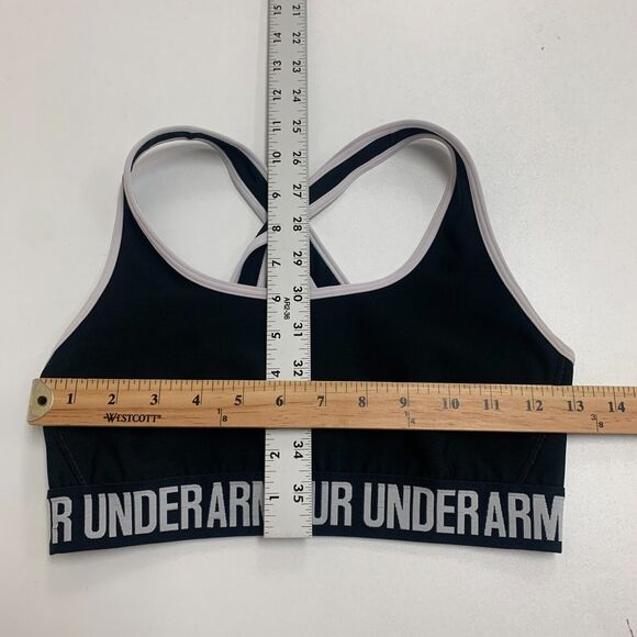 Under Armour Compression Sports Bra Womens M Medium Black Crossback Scoop Neck - Picture 6 of 12